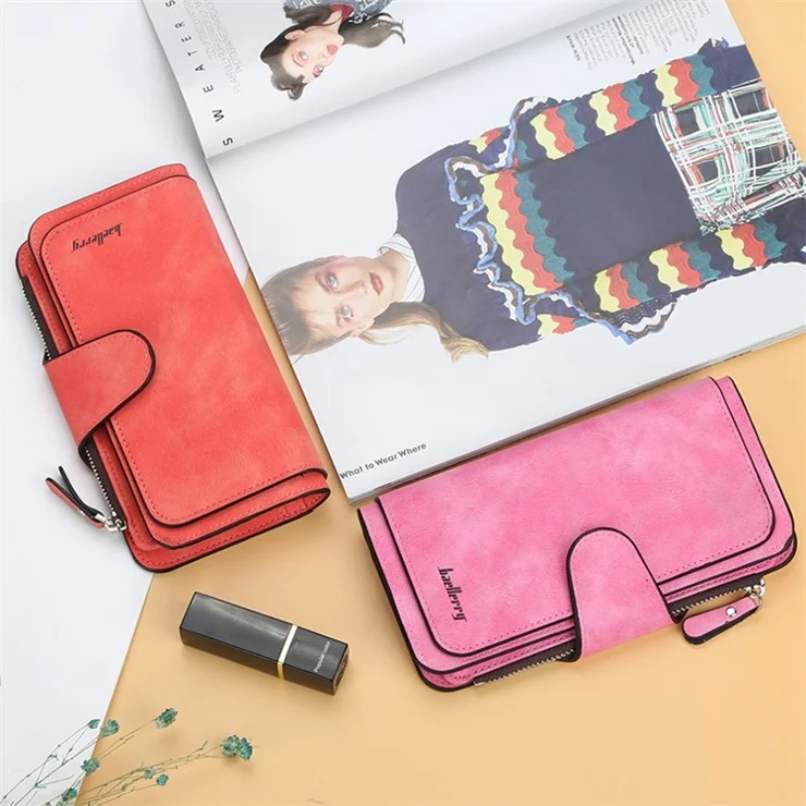 BAELLERRY N2345 Stylish PU Leather Women Clutch Bag Zipper Pocket Multi Card Slots Purse - Black