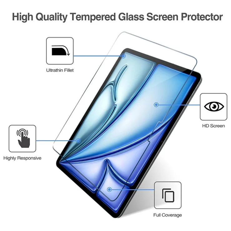 2Pcs For iPad Air 13 (2025) / (2024) Tempered Glass Screen Protector 2.5D Arc Edge Screen Film
