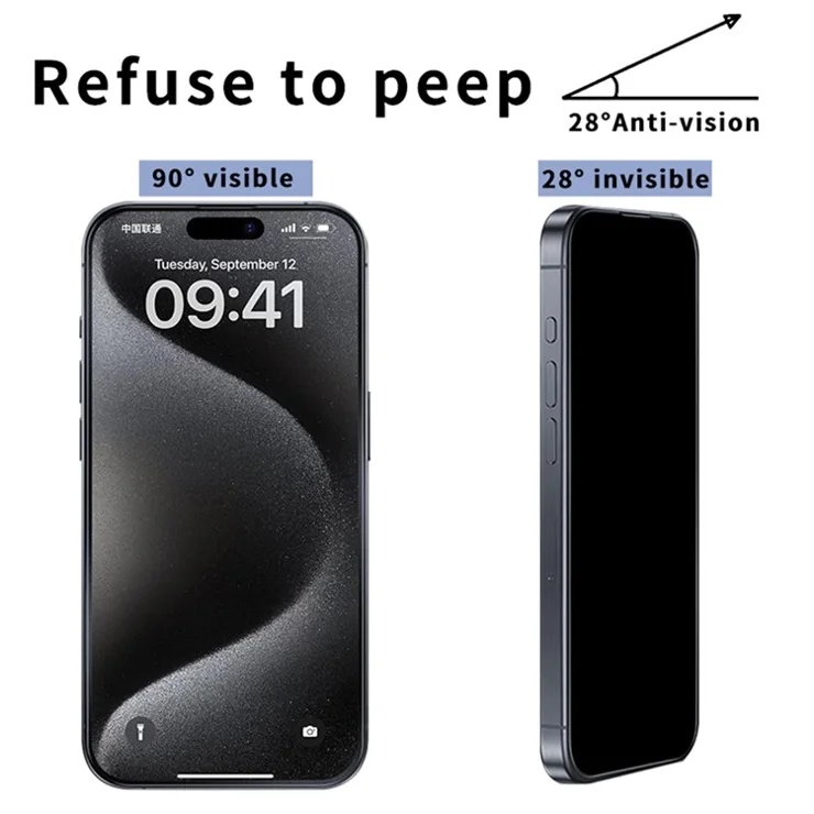 10Pcs / Pack For iPhone 12 mini Screen Protector 28-Degree Anti Spy 2.5D Silk Printing Film