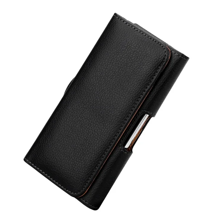 5.2 - 5.5 inch Shockproof Litchi Texture Phone Case Horizontal PU Leather Holster Belt Clip Waist Phone Bag, Size: XL