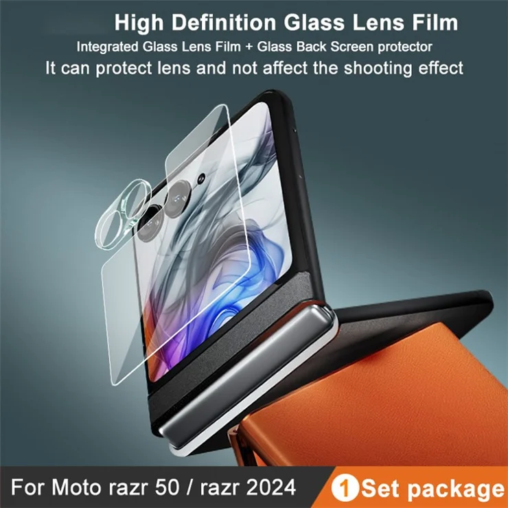 IMAK For Motorola Razr 50 5G / Razr 2024 5G Camera Lens Film with Acrylic Lens Cap+Small Screen Protector