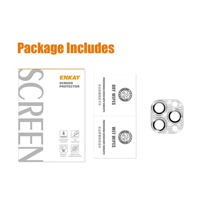 ENKAY HAT PRINCE For iPhone 16 Pro / 16 Pro Max Camera Lens Protector Rhinestone Decor Metal+Tempered Glass Lens Film - Multi-Color