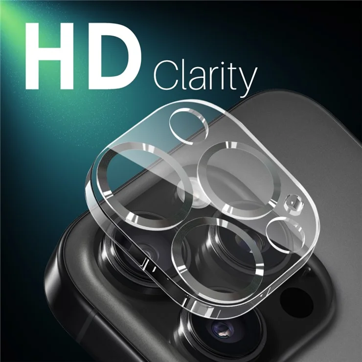 NORTHJO For iPhone 16 Pro / 16 Pro Max Camera Lens Protector 3D CD Veins Integrated Clear Camera Lens Film - Black