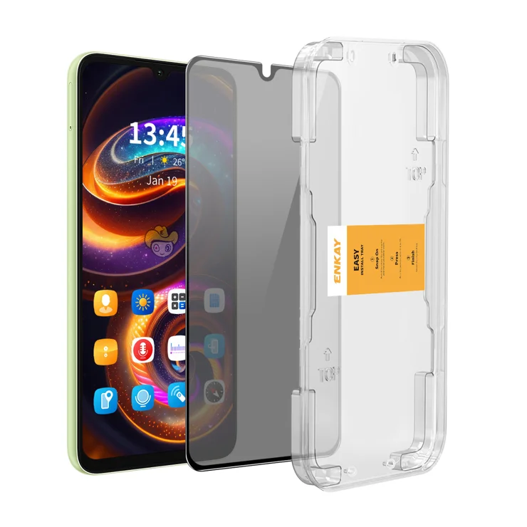 For Xiaomi Poco C75 4G / Redmi 14R 5G / 14C 4G Anti-Spy Film ENKAY HAT PRINCE Silk Printing Tempered Glass Screen Protector with Installation Tool
