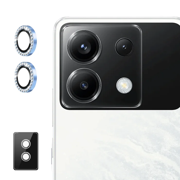 For Xiaomi Redmi Note 13 Pro 5G / Xiaomi Poco X6 5G Camera Lens Protector ENKAY HAT PRINCE Rhinestone Decor Rear Lens Film - Sierra Blue