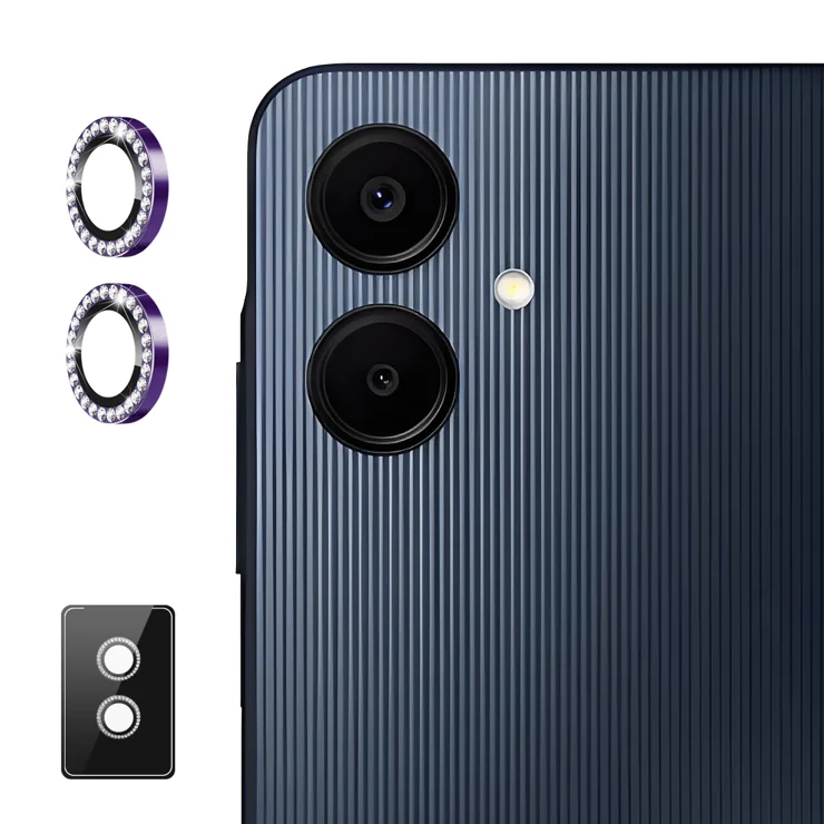For Samsung Galaxy A06 4G Camera Lens Protector ENKAY HAT PRINCE Rhinestone Decor Rear Lens Film - Dark Purple