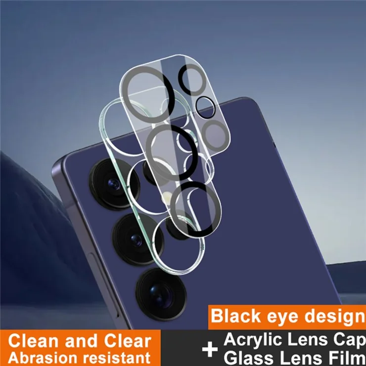 IMAK For Samsung Galaxy S25 Ultra Tempered Glass Camera Lens Protector + Acrylic Lens Cap (Black Circle Design)