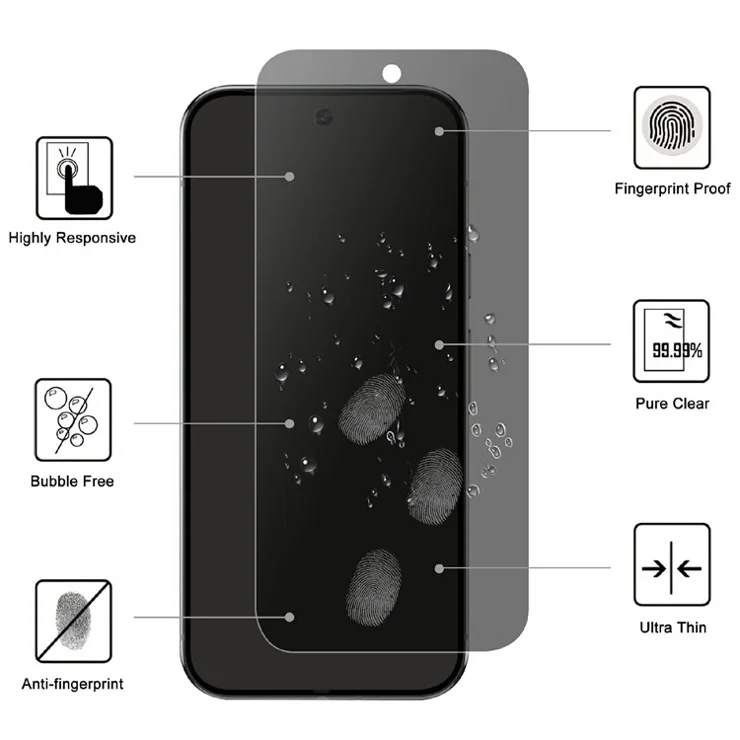 For Google Pixel 9 Pro / Pixel 9 Tempered Glass Screen Protector 2.5D Arc Edge Anti-Spy Film
