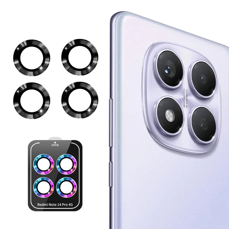 For Xiaomi Redmi Note 14 Pro 4G Camera Lens Protector ENKAY Hat-Prince Metal Ring Lens Film - Black