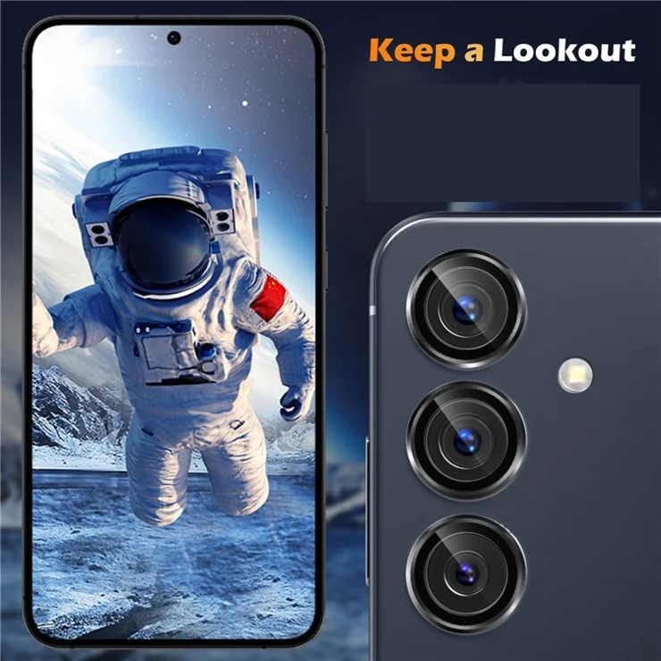 1 Set For Samsung Galaxy S24+ Camera Lens Film Tempered Glass Scratch-Resistant Rear Lens Protector - Black