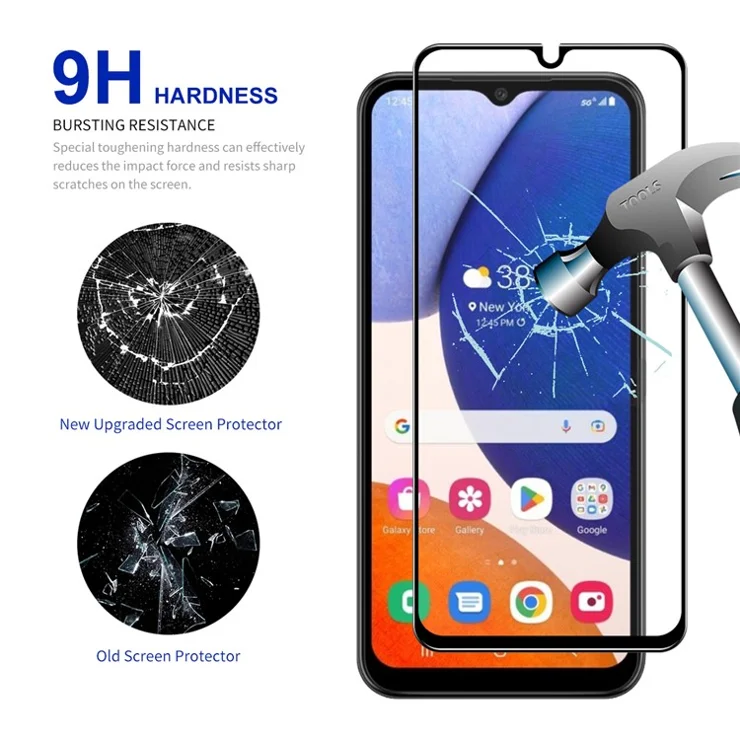 ENKAY HAT PRINCE 2Pcs / Set For Samsung Galaxy A14 5G / A14 4G Anti-fingerprint Screen Protector 0.26mm 9H 2.5D Arc Edge Shatterproof Full Glue High Aluminium-silicon Glass Film