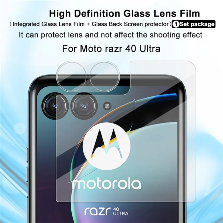 IMAK For Motorola Razr 40 Ultra 5G Camera Lens Protector Tempered Glass Integrated Lens Film with Back Screen Film Set