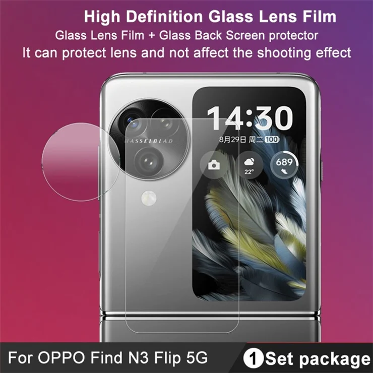 IMAK For Oppo Find N3 Flip 5G Tempered Glass Camera Lens Film with Rear Small Screen Protector Set