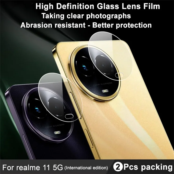 IMAK 2Pcs / Set For Realme 11 5G (Global) Tempered Glass Camera Lens Protectors Arc Edge HD Clear Lens Films