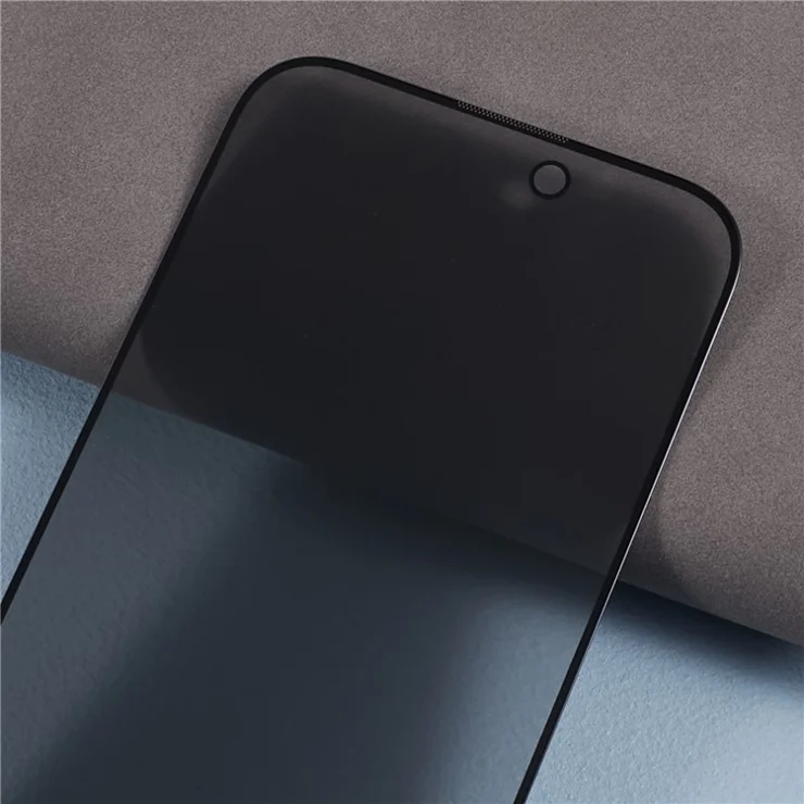 For iPhone 15 Pro Tempered Glass Screen Protector Silk Printing 26° Anti-spy Film with Anti-dust Net