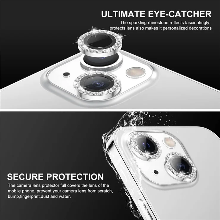 ENKAY HAT PRINCE 1 Set For iPhone 15 / 15 Plus Camera Lens Protector AR HD Clear Rhinestone Rear Lens Film - Dark Blue