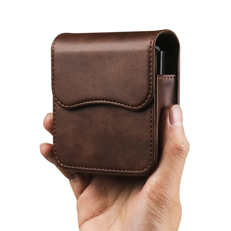 Phone Belt Bag for Universal Folding Cell Phones Magnetic Waist Pouch with Card Slots - Coffee