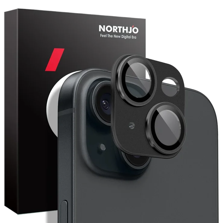 NORTHJO For iPhone 15 Plus / 15 Camera Lens Protector Matte Plate Integrated Aluminum Alloy Lens Film - Black