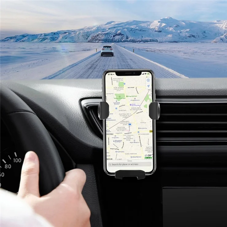 S19 15W Wireless Phone Charger Car Air Vent Holder Mount Gravity Sensing Auto Clamping Phone Stand Holder Qi Wireless Fast Charger - Black
