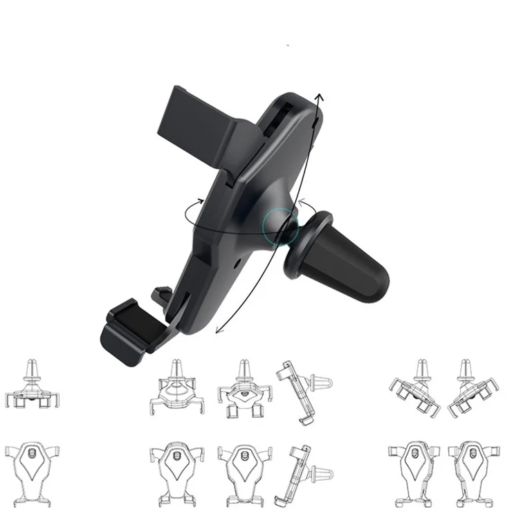 YC04 360 Degrees Rotating Car Air Vent Mount Retractable Arms Mobile Phone Holder Bracket - Gold