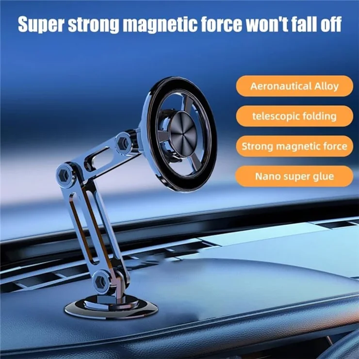 CZY-F82Y Aluminum Alloy Magnetic Car Phone Holder 360 Degree Flexible Universal Anti-Shake Phone Holder - Silver