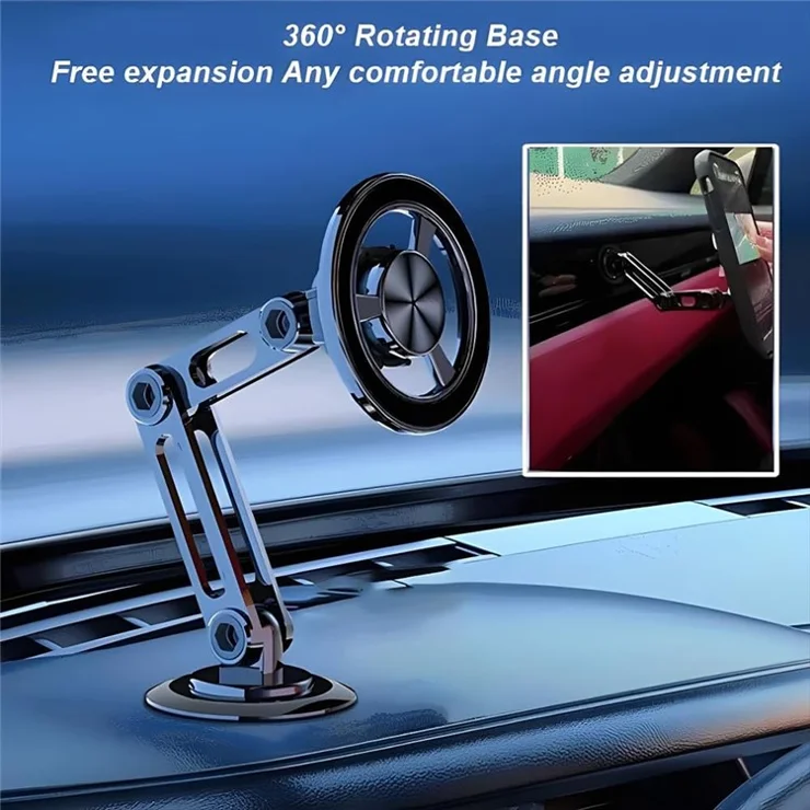 CZY-F82Y Aluminum Alloy Magnetic Car Phone Holder 360 Degree Flexible Universal Anti-Shake Phone Holder - Silver