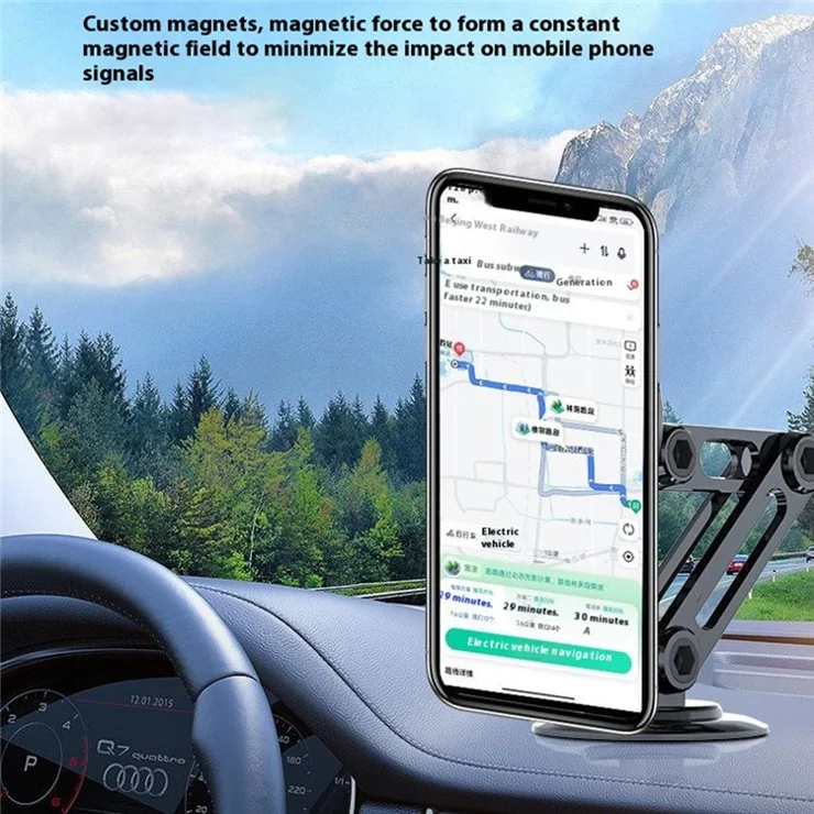 CZY-F82Y Aluminum Alloy Magnetic Car Phone Holder 360 Degree Flexible Universal Anti-Shake Phone Holder - Silver
