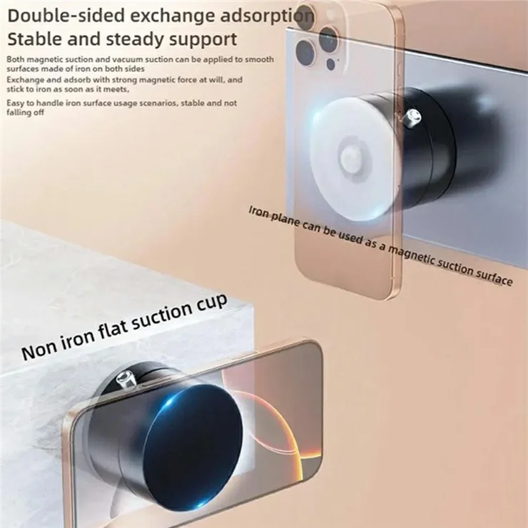 P1 Vacuum Suction Cup Phone Holder Magnetic Foldable Car Desktop Cellphone Stand - White