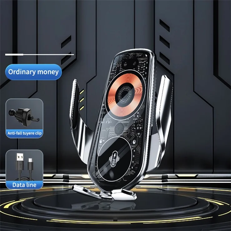Q8 Creative Wireless Car Charger Mount Smart Infrared Induction Auto Clamping Car Phone Charger Holder - Silver