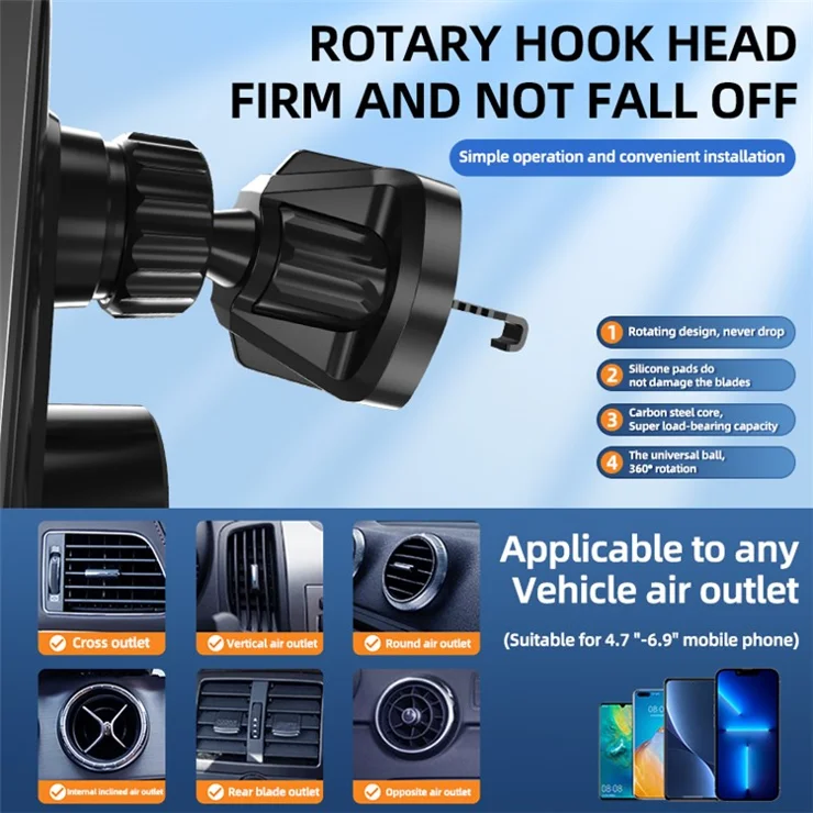 Q8 Creative Wireless Car Charger Mount Smart Infrared Induction Auto Clamping Car Phone Charger Holder - Black