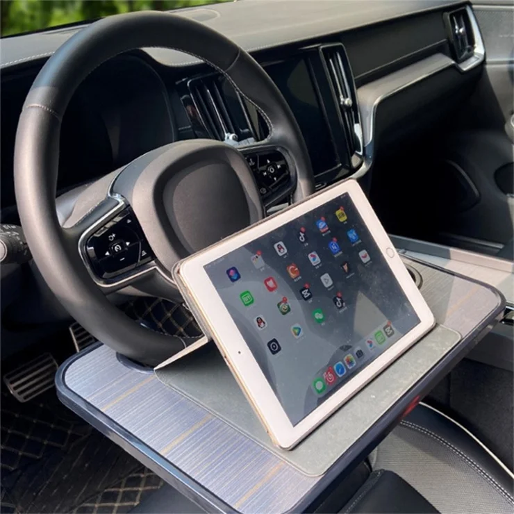 Steering Wheel ABS Desk Laptop Tablet Food Eating Vehicle Table Car Steering Wheel Tray - Matte Black