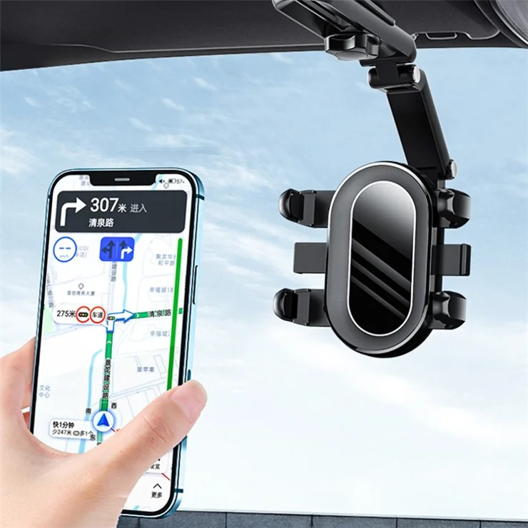 QIPU Z002 Retractable Car Phone Holder Multifunctional Rotating Sun Visor Car Phone Clip Mount - Green