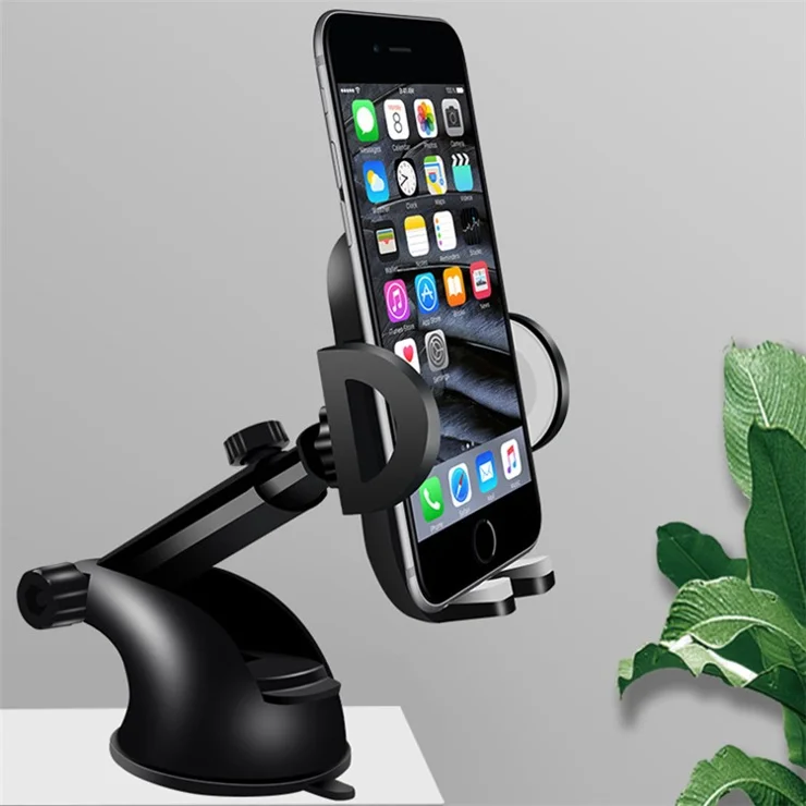 L095+M082 Car Dashboard Suction Cup Phone Holder for iPhone 16 / 16 Plus / 16 Pro / 16 Pro Max Telescopic Rod ABS Car Phone Bracket - Blue