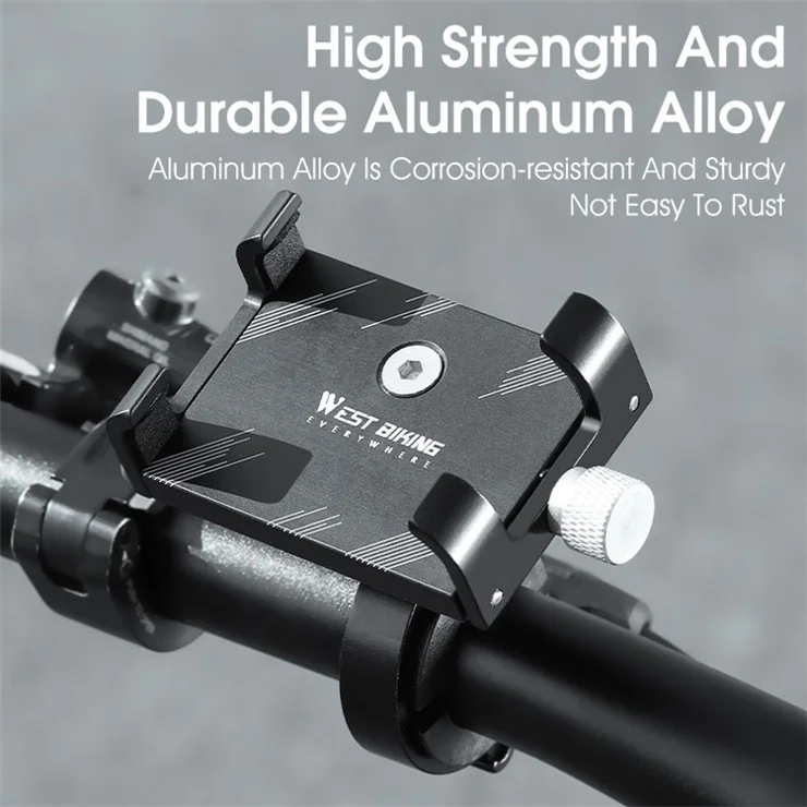 WEST BIKING YP0715068 Bike Handlebar Phone Holder Aluminum Alloy Cycling Phone Bracket - Meteor
