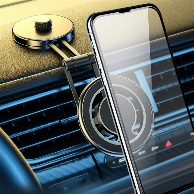 D27 Desktop Magnetic Phone Stand Folding Car Phone Holder for Tesla Floating Screen - Silver