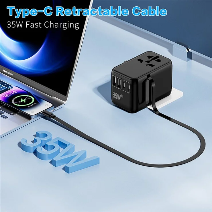 Bulk Purchasing 668DFW 35W Worldwide Travel Power Adapter 2USB-A+3USB-C Charger Plug Converter