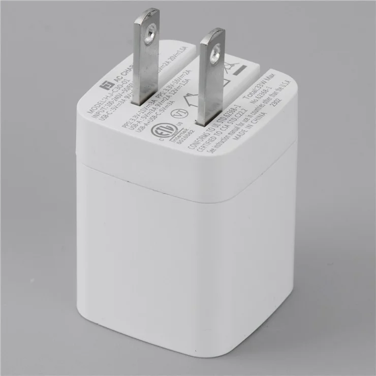 Bulk Purchasing 30W Fast Charging Portable GaN Adapter USB+Type-C Dual Port Wall Charger - US Plug