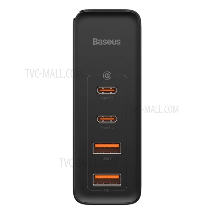 BASEUS GaN2 Pro 2 Type-C+2 USB Ports Quick Charger 100W Wall Charger Block with Type-C Charging Cable (EU Plug) - Black
