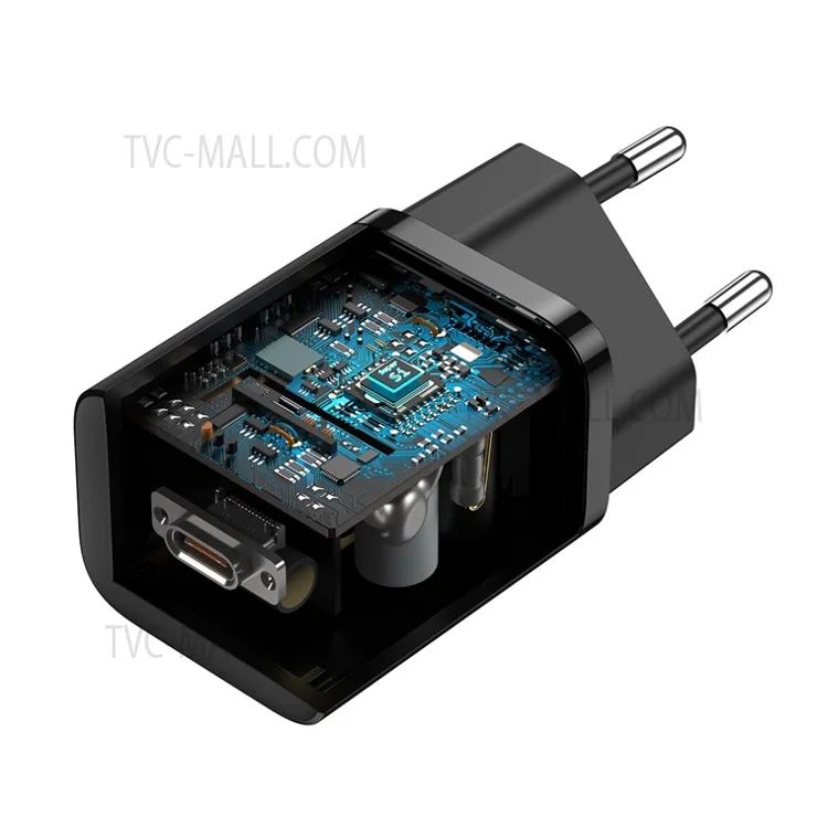 BASEUS Super Si Quick Charger Type-C 25W EU Plug PD Fast Charging Power Adapter - Black