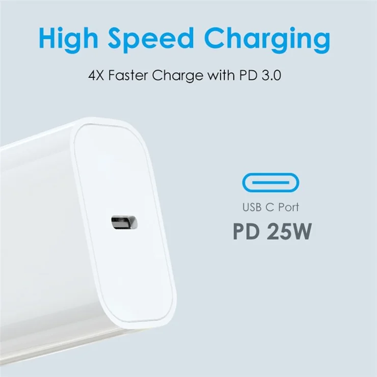 NORTHJO NOPD250601EU PD 25W Fast Type C Charger USB C Charger Block for Samsung iPhone iPad - EU Plug/White
