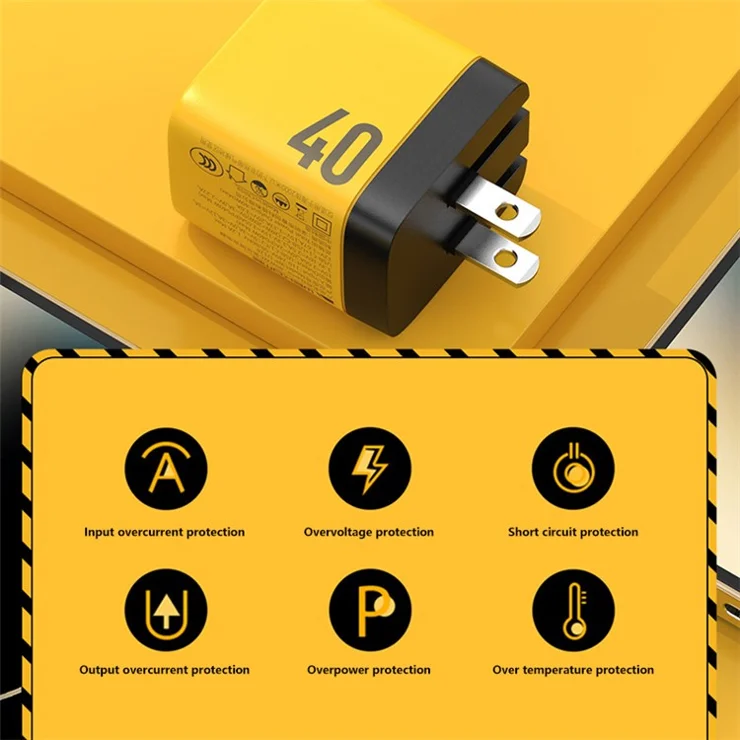 WEKOME WP-U128 40W GaN Dual Type-C Port Wall Charger Phone Fast Charging Adapter - UK Plug