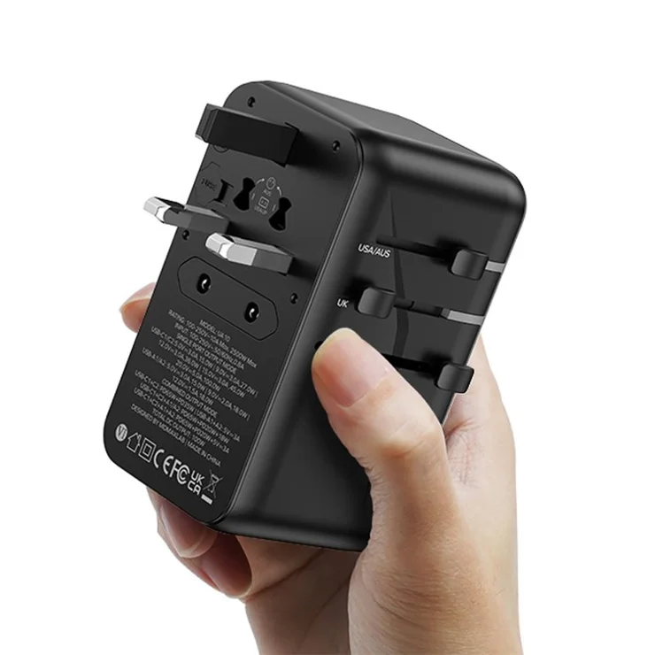 MOMAX 1-World GaN PD 100W Fast Charger 4-Port + AC Power Adapter Travel Charger Block - Black