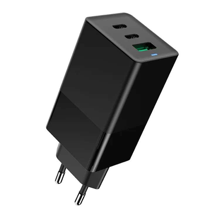 Bulk Purchasing 65W GAN Charger Adapter Portable Mini Wall Charger 2 Type-C + USB-A Phone Charger Block, EU Plug (CE, Rohs, ERP) - Black