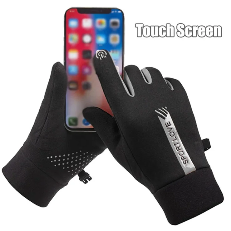 AL679542738 1 Pair Winter Cycling Gloves Water Resistant Windproof Anti-Slip Touch Screen Bike Gloves - Black Blue / Men