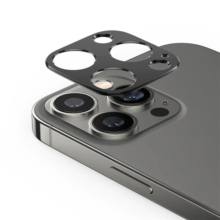 WANLONFENG LHJ Series For iPhone 14 Pro Max / 14 Pro Metal Hollow Camera Lens Protector with Lens Cleaning Cloth - Black