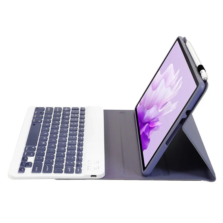 AH15 For Honor Pad X9 / X8 Pro Leather+TPU Tablet Cover with Bluetooth-compatible Keyboard - Purple