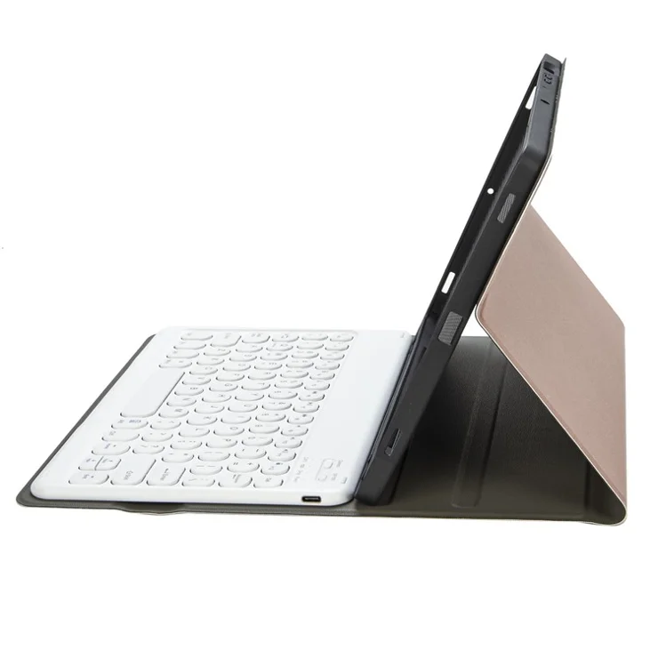 YA10B for iPad (2025) / 10.9 (2022) Leather + TPU Tablet Shockproof Stand Cover with Round Keys Bluetooth-Compatible Keyboard - Rose Gold
