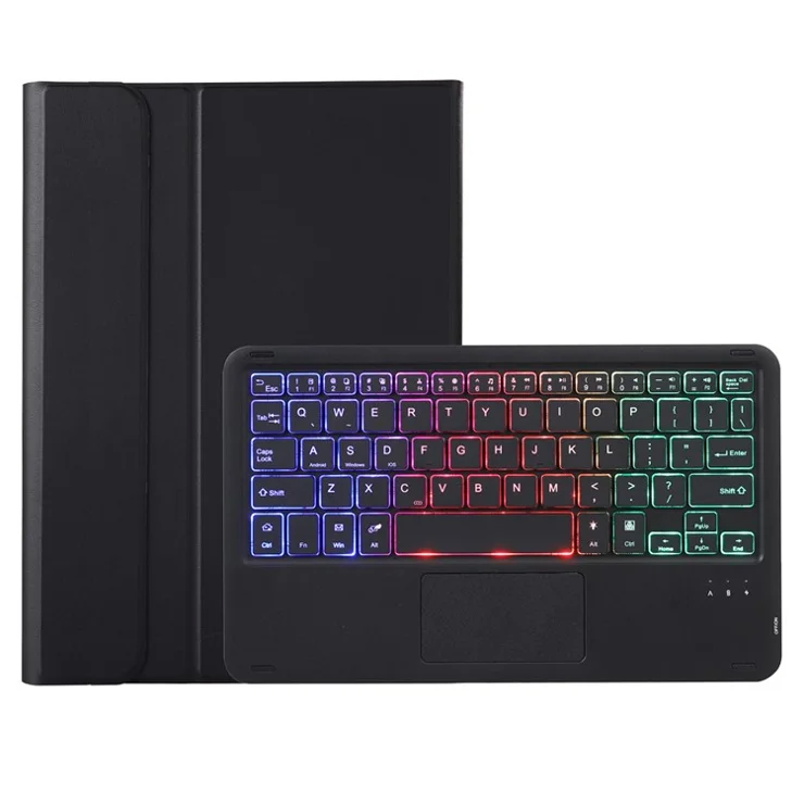 A0N7-AS For Xiaomi Pad 6/Pad 6 Pro Leather Ultra Thin Tablet Case + Touchpad Backlit Bluetooth-compatible Keyboard - Black