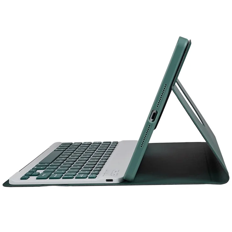 SK-2102 Tablet Case for iPad 10.2 (2019) / (2020) / (2021) PU Leather Stand Cover with Wireless Detachable Keyboard - Midnight Green