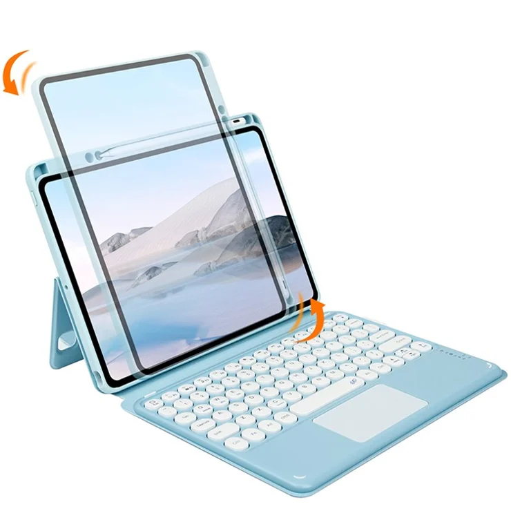 FT-3011 For iPad Air 11 (2025) / (2024) / Air (2020) (2022) / Pro 11 (2018) (2020) (2021) (2022) Leather Bluetooth-Compatible Keyboard - Purple